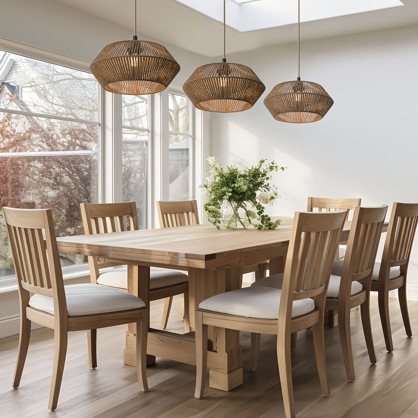 Cúpula de Luminária Pendente de Corda de Papel Feita à Mão | Design Natural Moderno