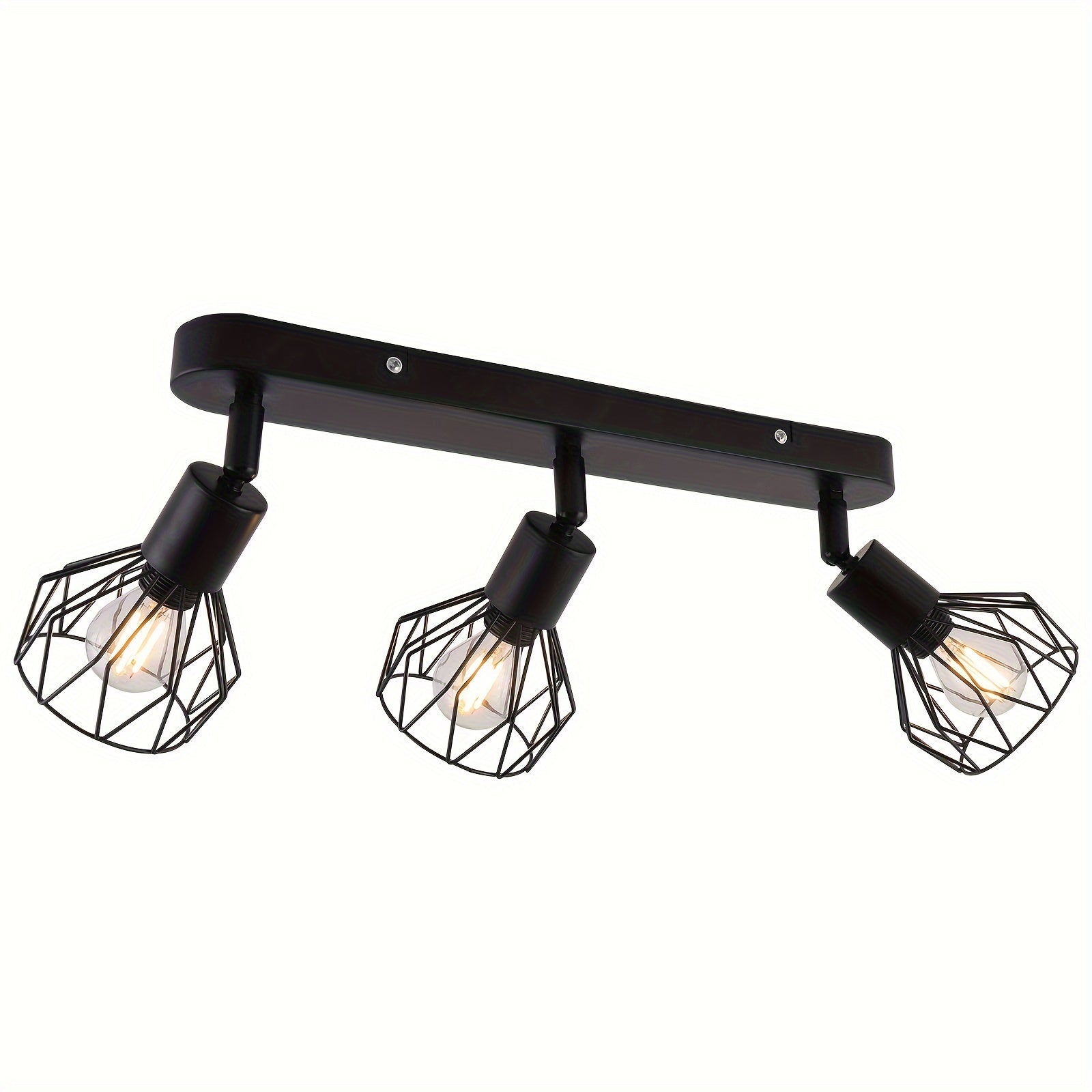 Vintage 3-Light Ceiling Spotlight | Industrial Black Metal Fixture