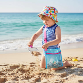 Brinquedo de praia infantil, peneira de areia e pá coletora de conchas