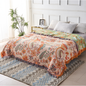 Blanket Throw Fringe Floral Boho Blanket