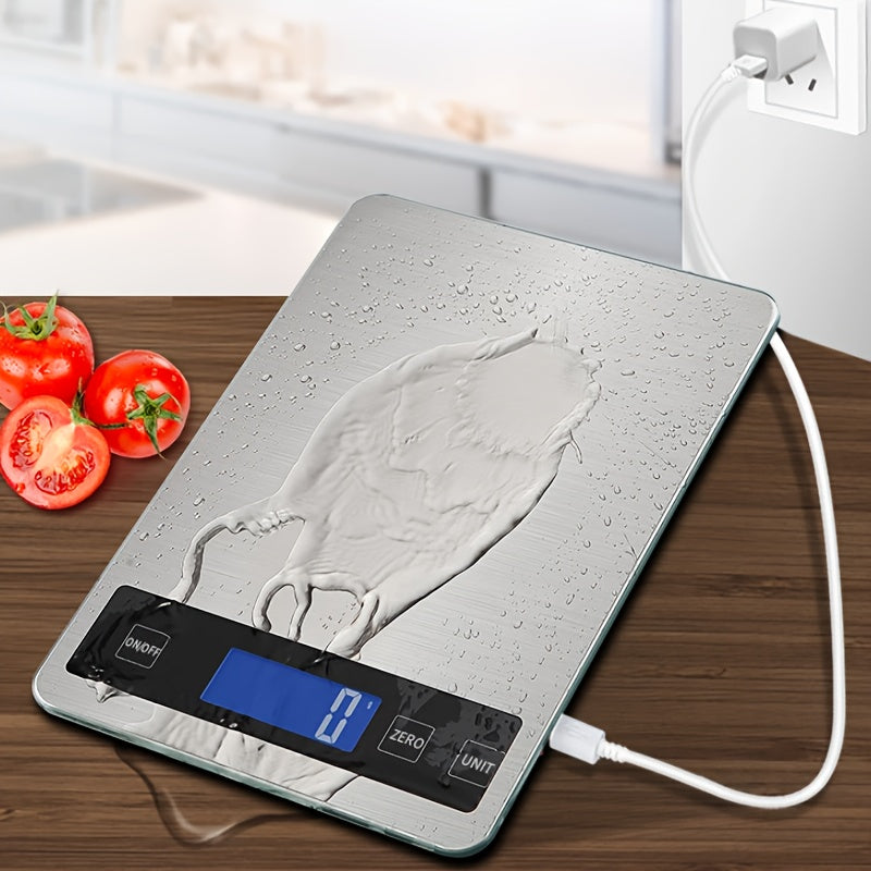 Balança de Cozinha Digital de 15kg | Balança de Precisão para Alimentos Recarregável via USB