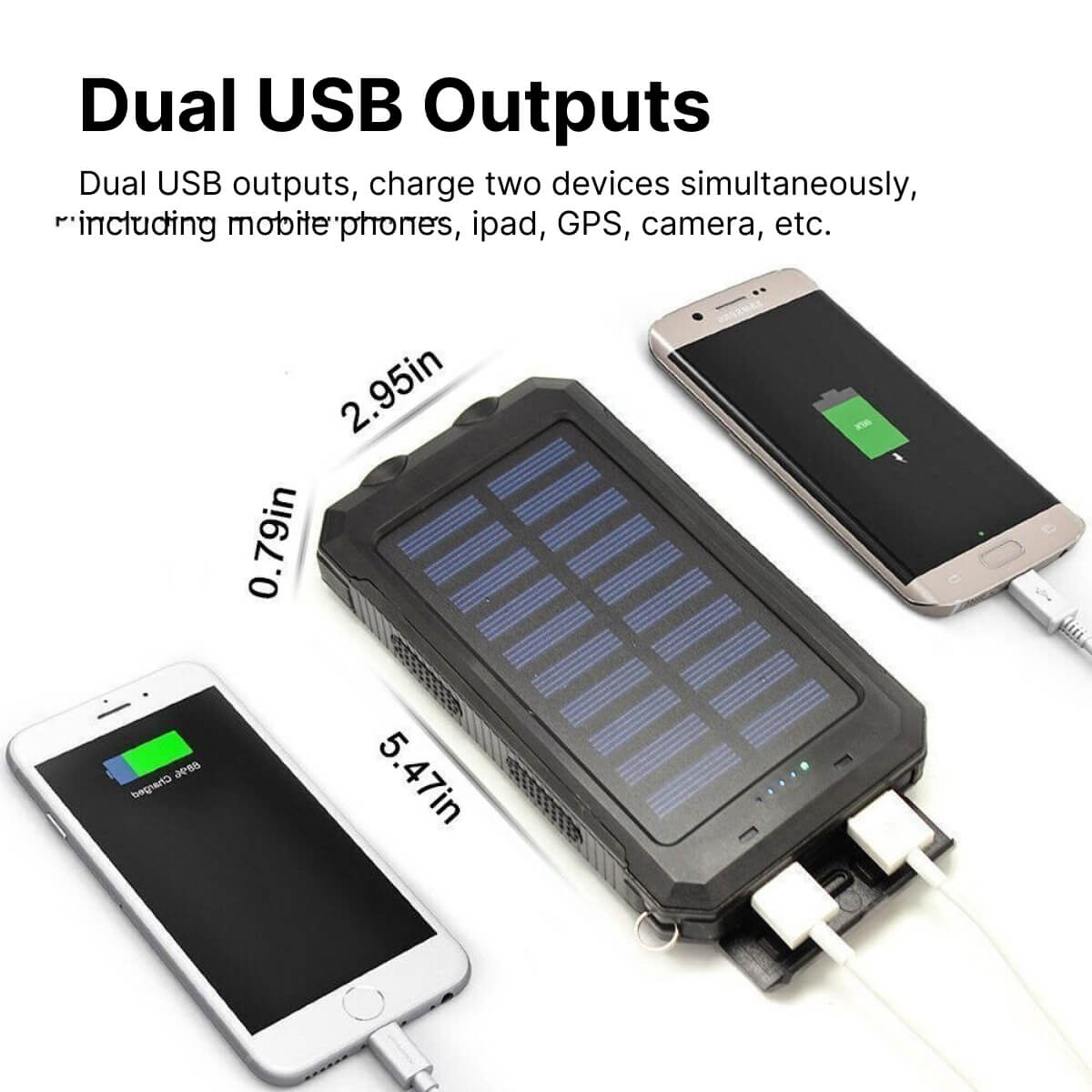 Carregador Solar de 500.000 mAh, Power Bank à Prova d'Água, Bateria Externa