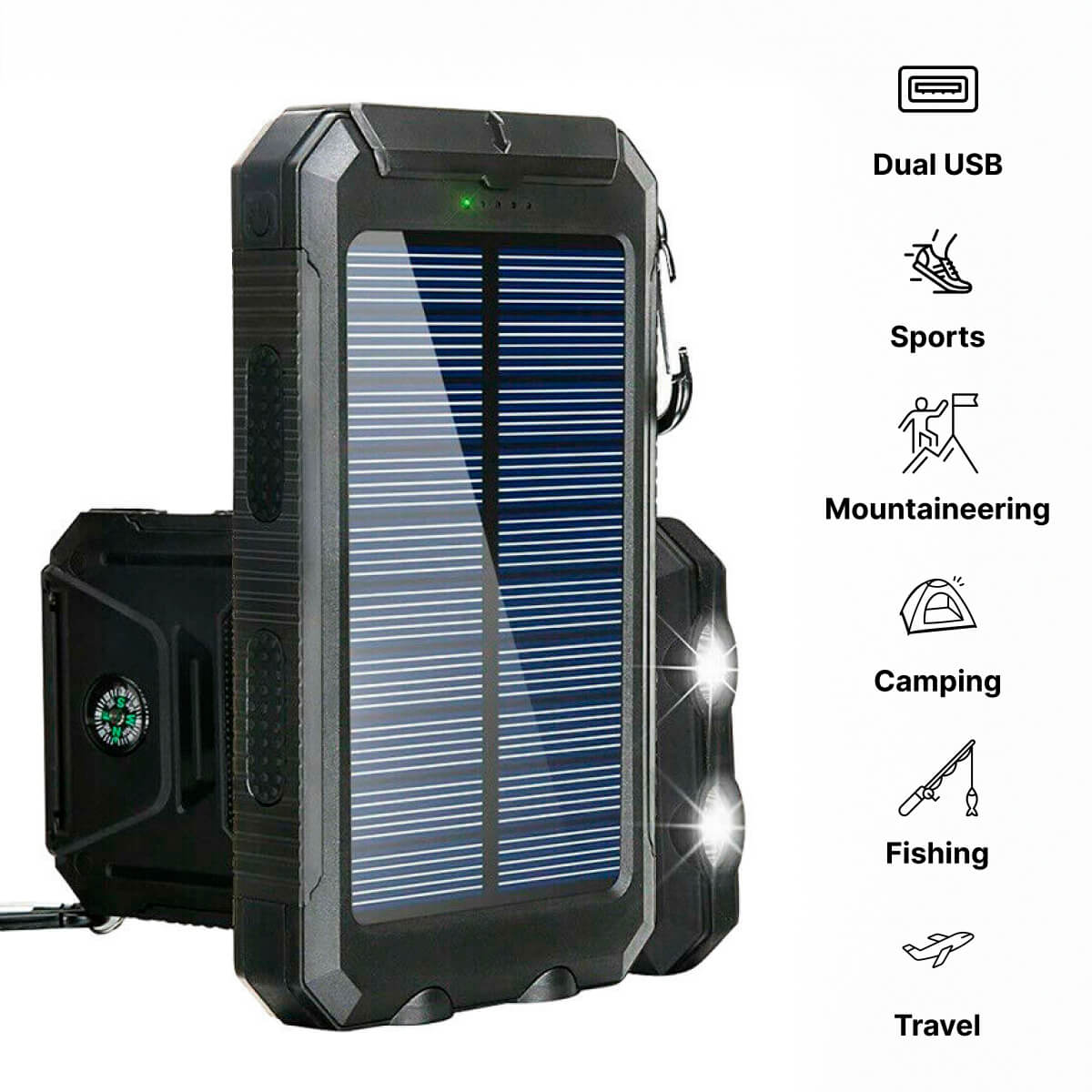 Carregador Solar de 500.000 mAh, Power Bank à Prova d'Água, Bateria Externa