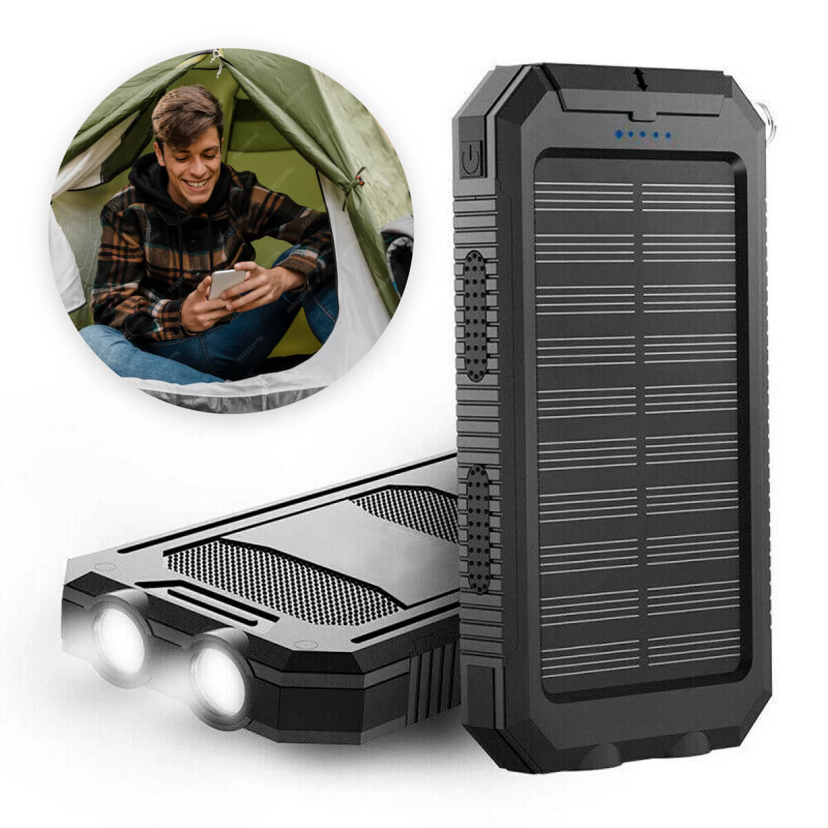 Carregador Solar de 500.000 mAh, Power Bank à Prova d'Água, Bateria Externa