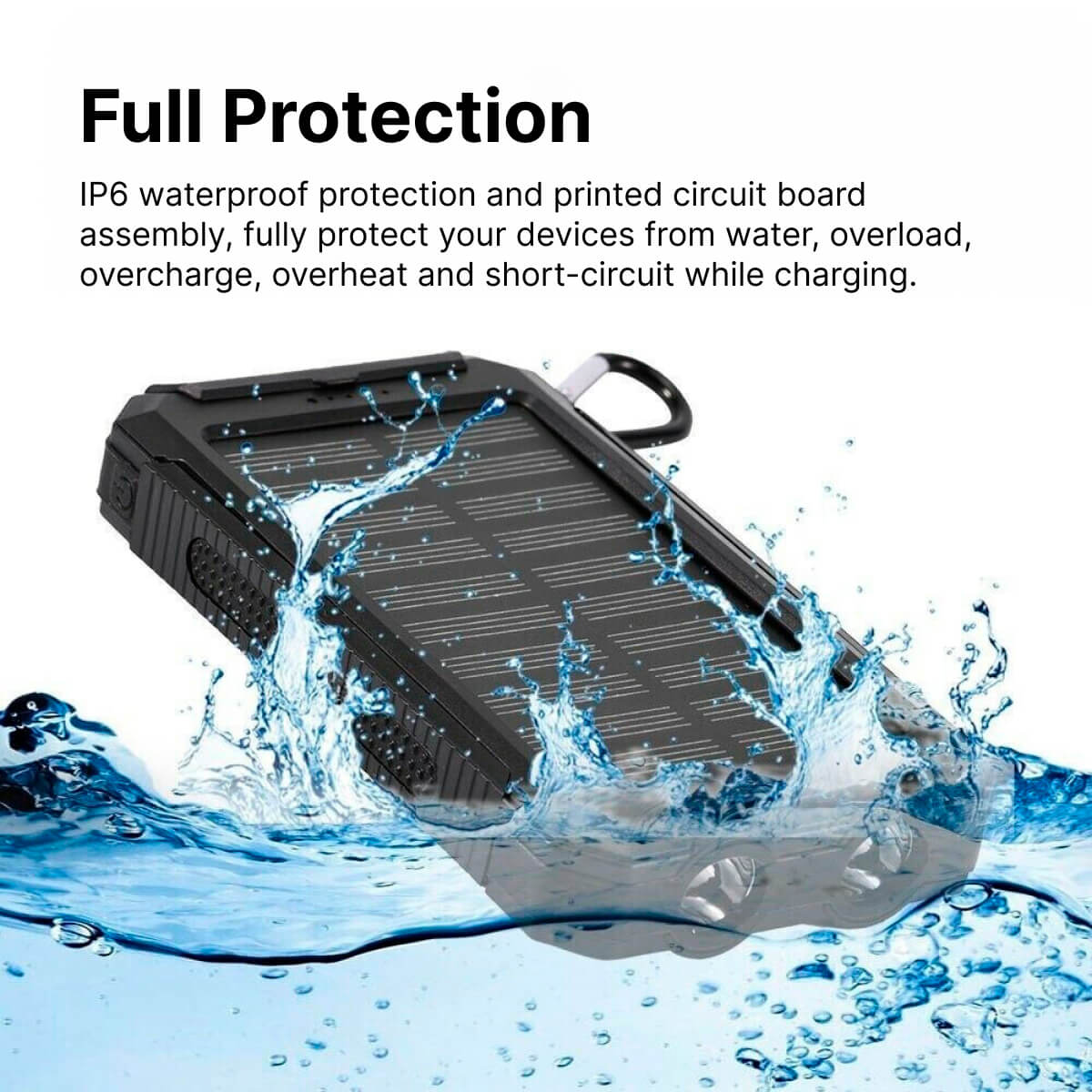 Carregador Solar de 500.000 mAh, Power Bank à Prova d'Água, Bateria Externa