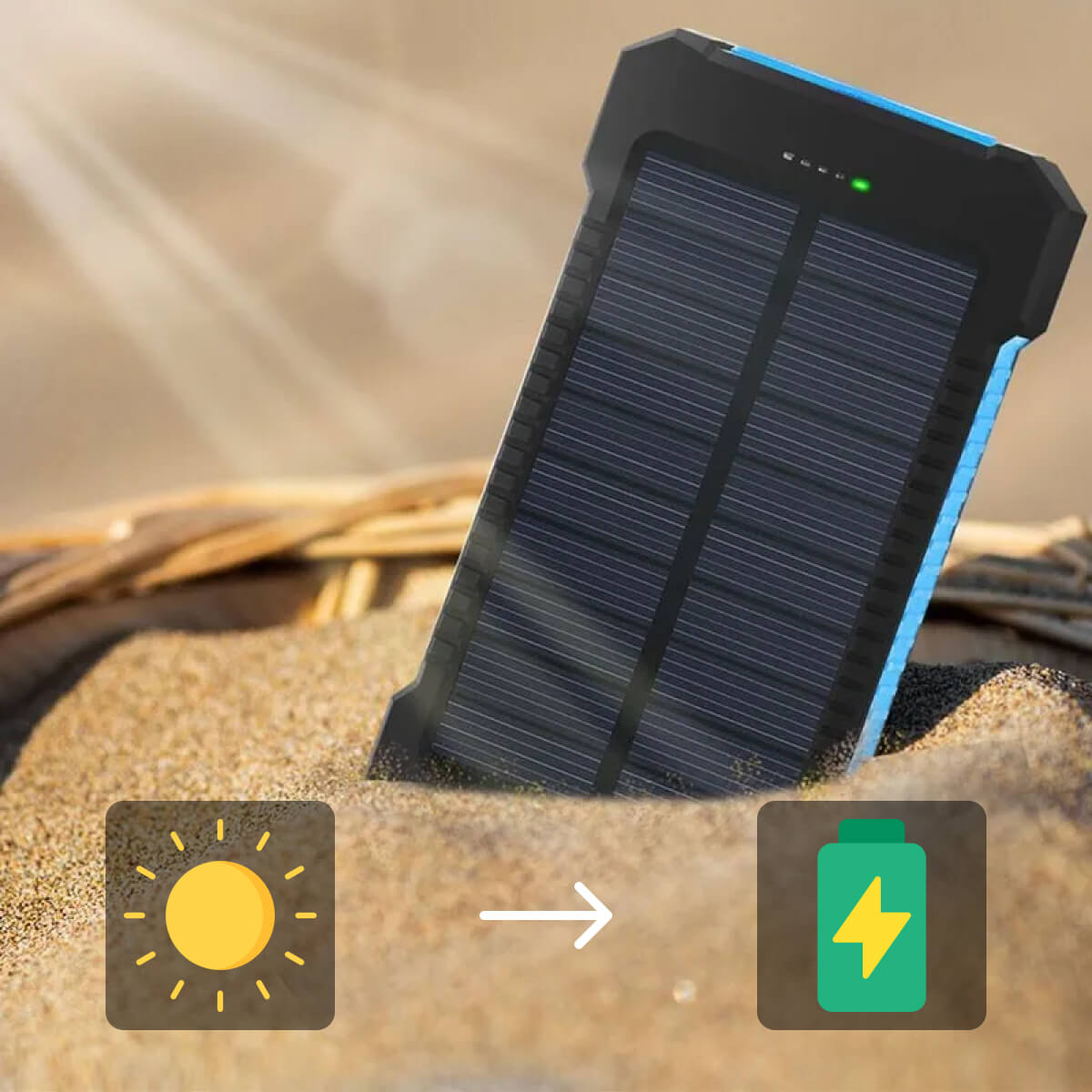 Carregador Solar de 500.000 mAh, Power Bank à Prova d'Água, Bateria Externa
