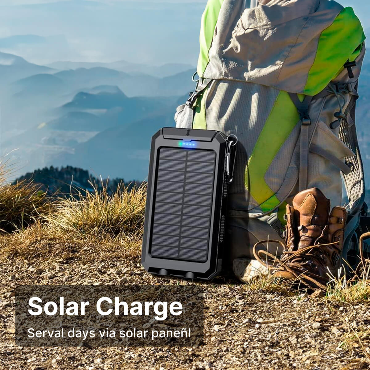 Carregador Solar de 500.000 mAh, Power Bank à Prova d'Água, Bateria Externa