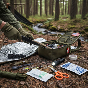 Mochila de Sobrevivência Compacta Equipamentos e Ferramentas de Primeiros Socorros para Ar Livre