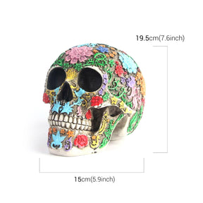 Estatueta de Caveira Mexicana de Resina Colorida