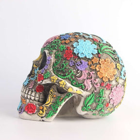Estatueta de Caveira Mexicana de Resina Colorida