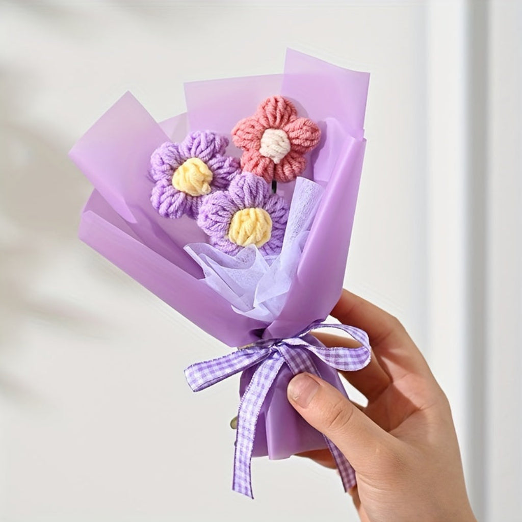 Buquê de Flores Presente de Dia das Mães Estilo Artesanal Mini Decoração Embalada