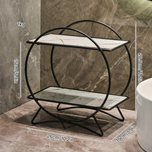 Organizador de Banheiro de Duas Camadas com Base de Orelha de Gato | Prateleira Elegante de Metal para Cosméticos e Skincare