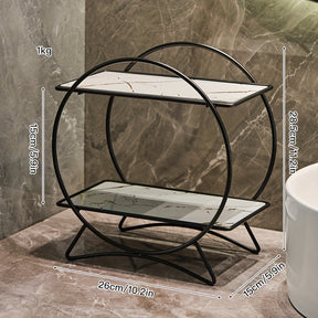 Organizador de Banheiro de Duas Camadas com Base de Orelha de Gato | Prateleira Elegante de Metal para Cosméticos e Skincare