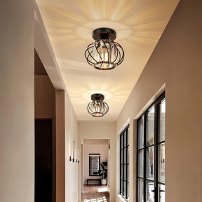Modern Industrial Cage Ceiling Light | Elegant Semi Flush Mount Fixture