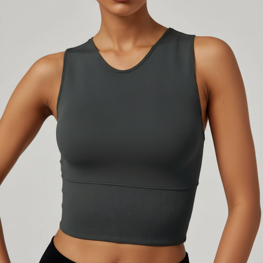Regata Cropped Feminina de Pickleball de Alta Elasticidade para Esportes