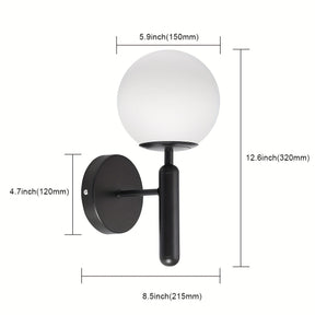 Arandela de Parede com Globo de Vidro Moderno | Luminária de Sobrepor em Metal Polido