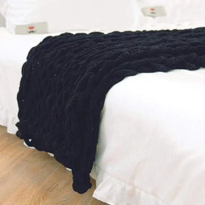 Manta de Chenille de Tricô Grosso, Cobertor de Tricô com Tranças para Sofá e Cama