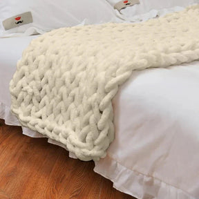 Manta de Chenille de Tricô Grosso, Cobertor de Tricô com Tranças para Sofá e Cama
