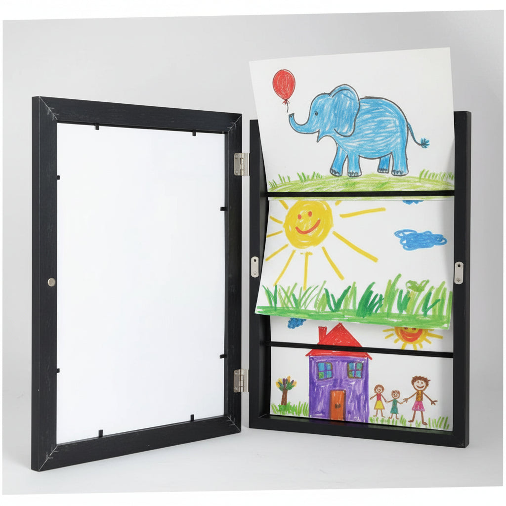 Moldura para Exposição de Arte Infantil com Armazenamento de Parede
