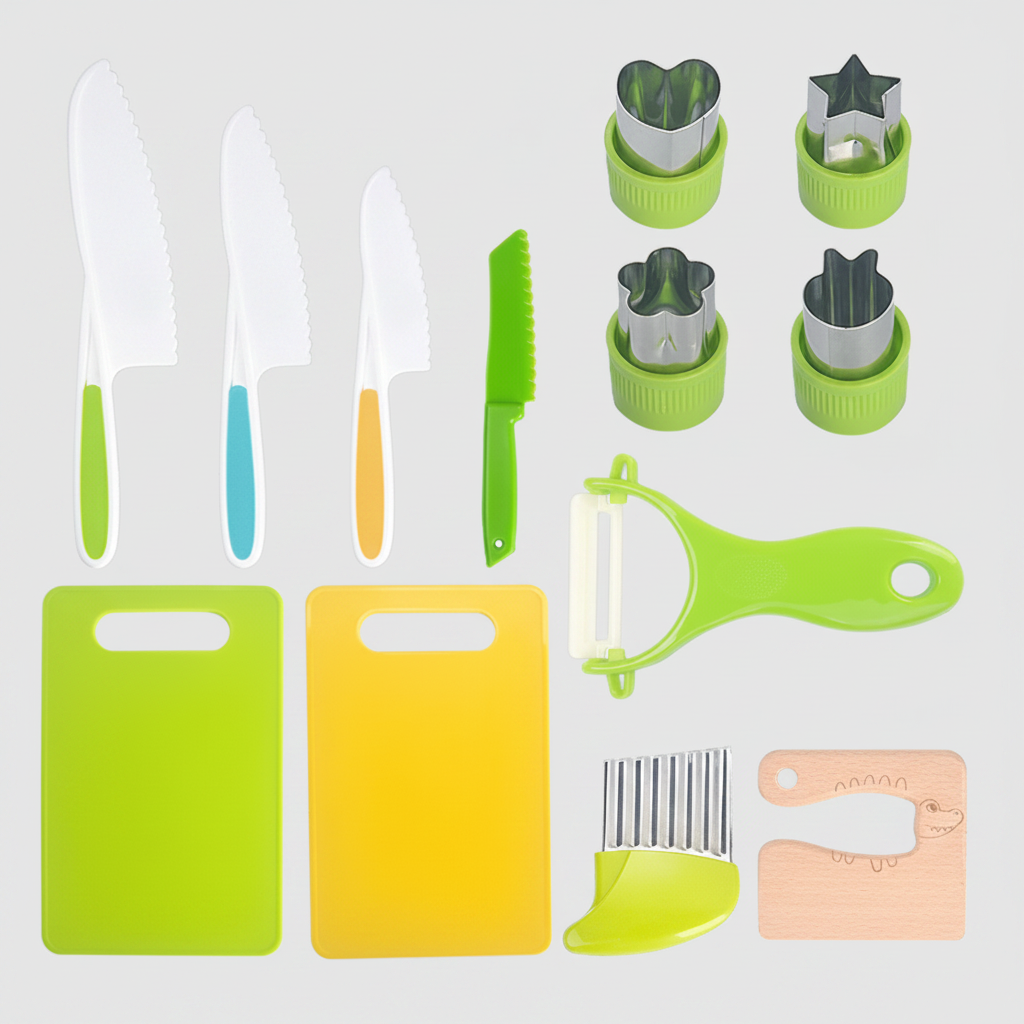 Conjunto de Cozinha Infantil com Utensílios de Corte Seguros