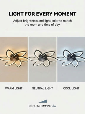 Lotus flower fandelier ceiling fan with low profile LED light