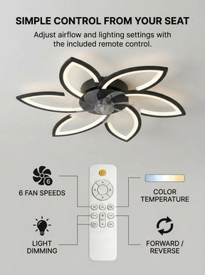 Lotus flower fandelier ceiling fan with low profile LED light