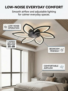 Lotus flower fandelier ceiling fan with low profile LED light