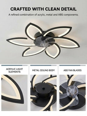 Lotus flower fandelier ceiling fan with low profile LED light