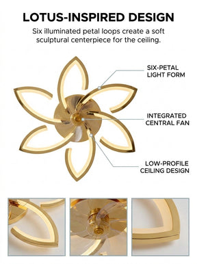 Lotus flower fandelier ceiling fan with low profile LED light