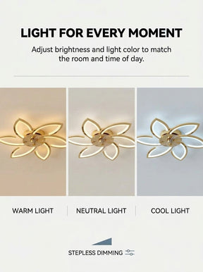 Lotus flower fandelier ceiling fan with low profile LED light