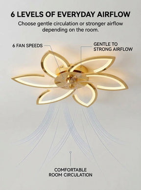 Lotus flower fandelier ceiling fan with low profile LED light