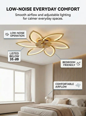 Lotus flower fandelier ceiling fan with low profile LED light