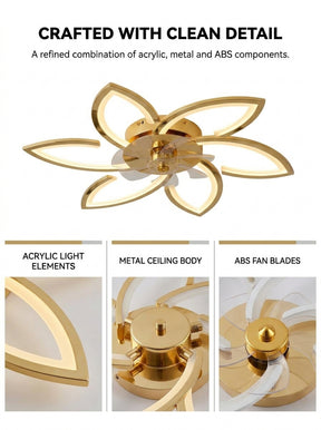 Lotus flower fandelier ceiling fan with low profile LED light
