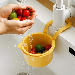 Hanging Drain Basket – Two-Part Filter & One-Click Empty Sink Organizer