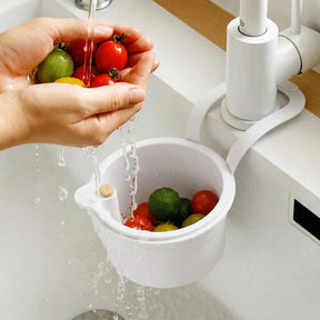 Hanging Drain Basket – Two-Part Filter & One-Click Empty Sink Organizer