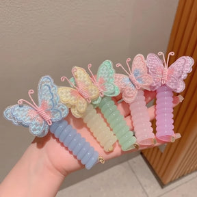 Faixas de Cabelo Fofas com Elásticos em Espiral e Design de Borboleta