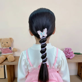 Faixas de Cabelo Fofas com Elásticos em Espiral e Design de Borboleta