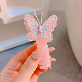 Faixas de Cabelo Fofas com Elásticos em Espiral e Design de Borboleta