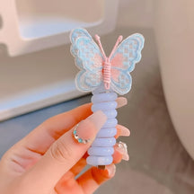 Faixas de Cabelo Fofas com Elásticos em Espiral e Design de Borboleta