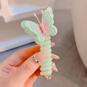Faixas de Cabelo Fofas com Elásticos em Espiral e Design de Borboleta