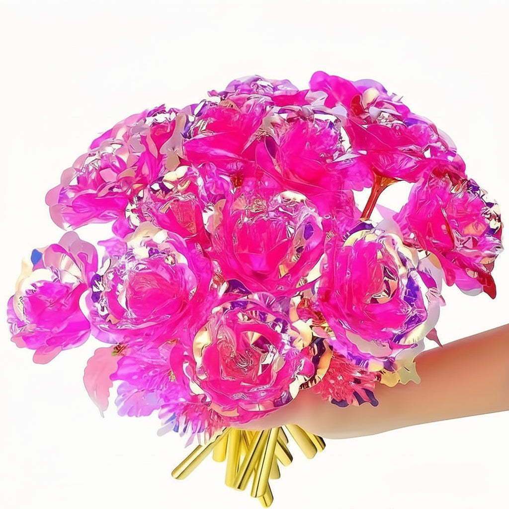 Buquê de Flores Presente de Dia das Mães Rosa Artificial Decoração de Mesa