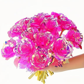 Buquê de Flores Presente de Dia das Mães Rosa Artificial Decoração de Mesa