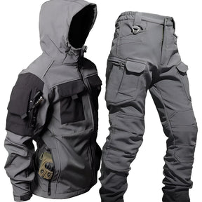 Men's Tactical Outdoor Jacket Pants Rugged Multi Pocket Hooded