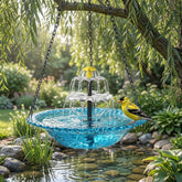 Fonte de Água Solar para Pássaros – Cascata de Jardim de Dois Níveis e Sem Necessidade de Energia