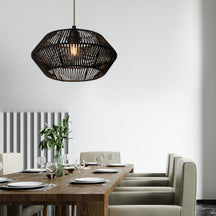 Cúpula de Luminária Pendente de Corda de Papel Feita à Mão | Design Natural Moderno