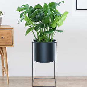 Suporte de Metal para Plantas em Ambientes Internos | Vaso Retangular Moderno Preto