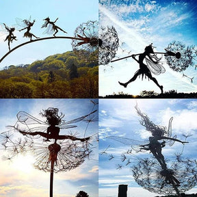 Estátua de Jardim de Fada Dançante em Aço – Decoração Externa Resistente às Intempéries