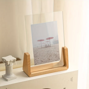 Porta-Retrato em Acrílico e Madeira em Formato U | Expositor Minimalista Moderno