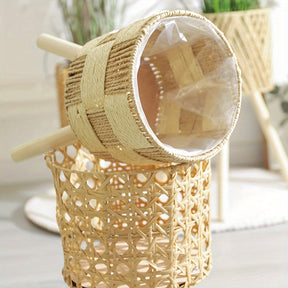 Suporte para Plantas de Bambu Estilo Boêmio | Cachepô de Rattan Feito à Mão com Pés de Madeira