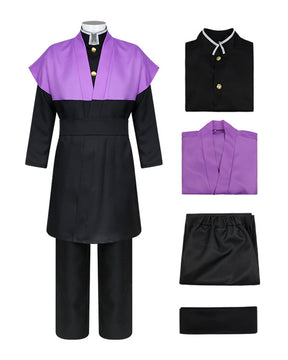 Conjunto de Fantasia de Guerreiro Roxo e Preto Masculino